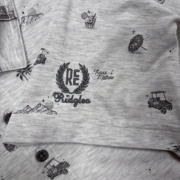 Travis Mathew Polo Men XL (FIT M) Gray Stolen Time Tropical Golf Cart Ridglea - Picture 5 of 13